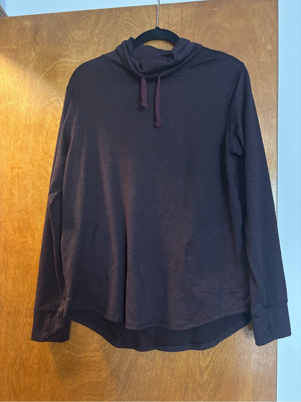 Women's Long Sleeve Cowl Neck Active Pullover - Deep Plum